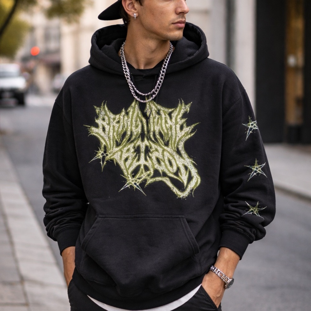 Black XRAEART Sleep Tight Primal Sweatshirt Hoodie With Pockets Size XL NWOT